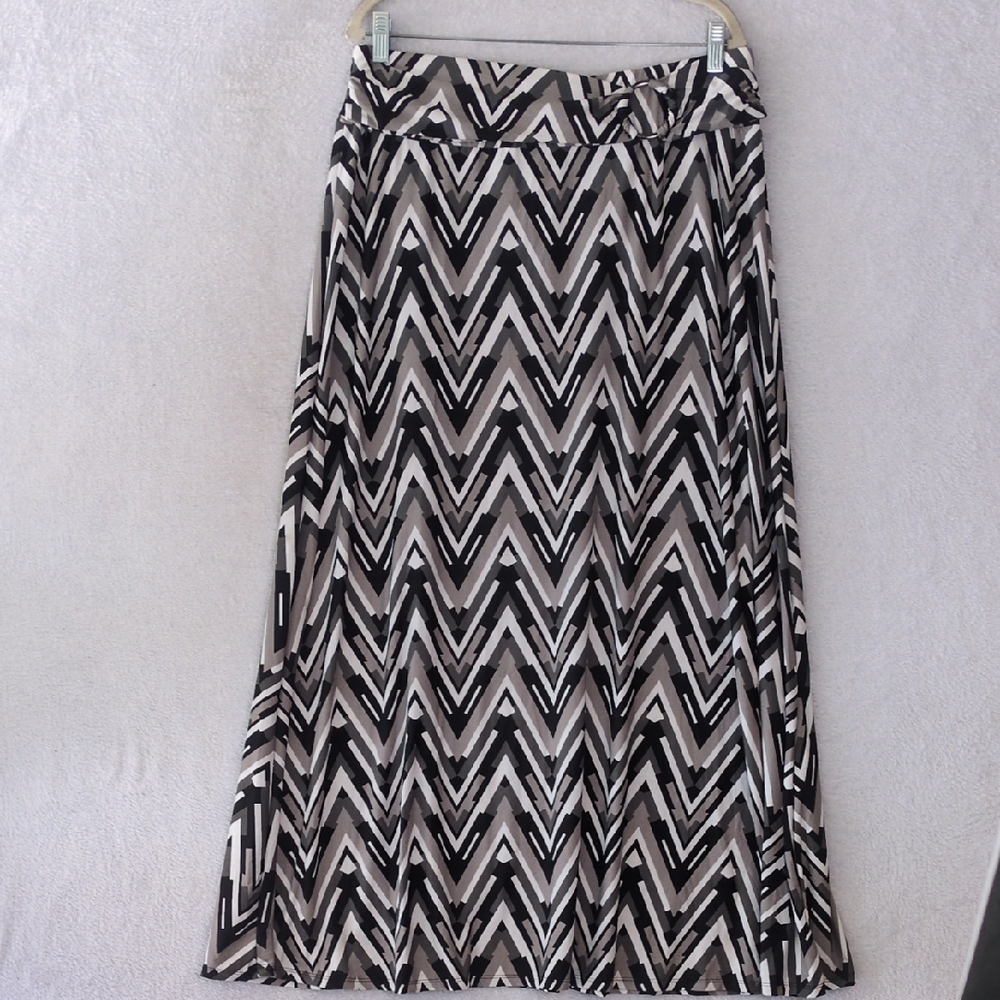 Robert Louis Womens Black‎ & White Patterned Office Midi Skirt Size XL